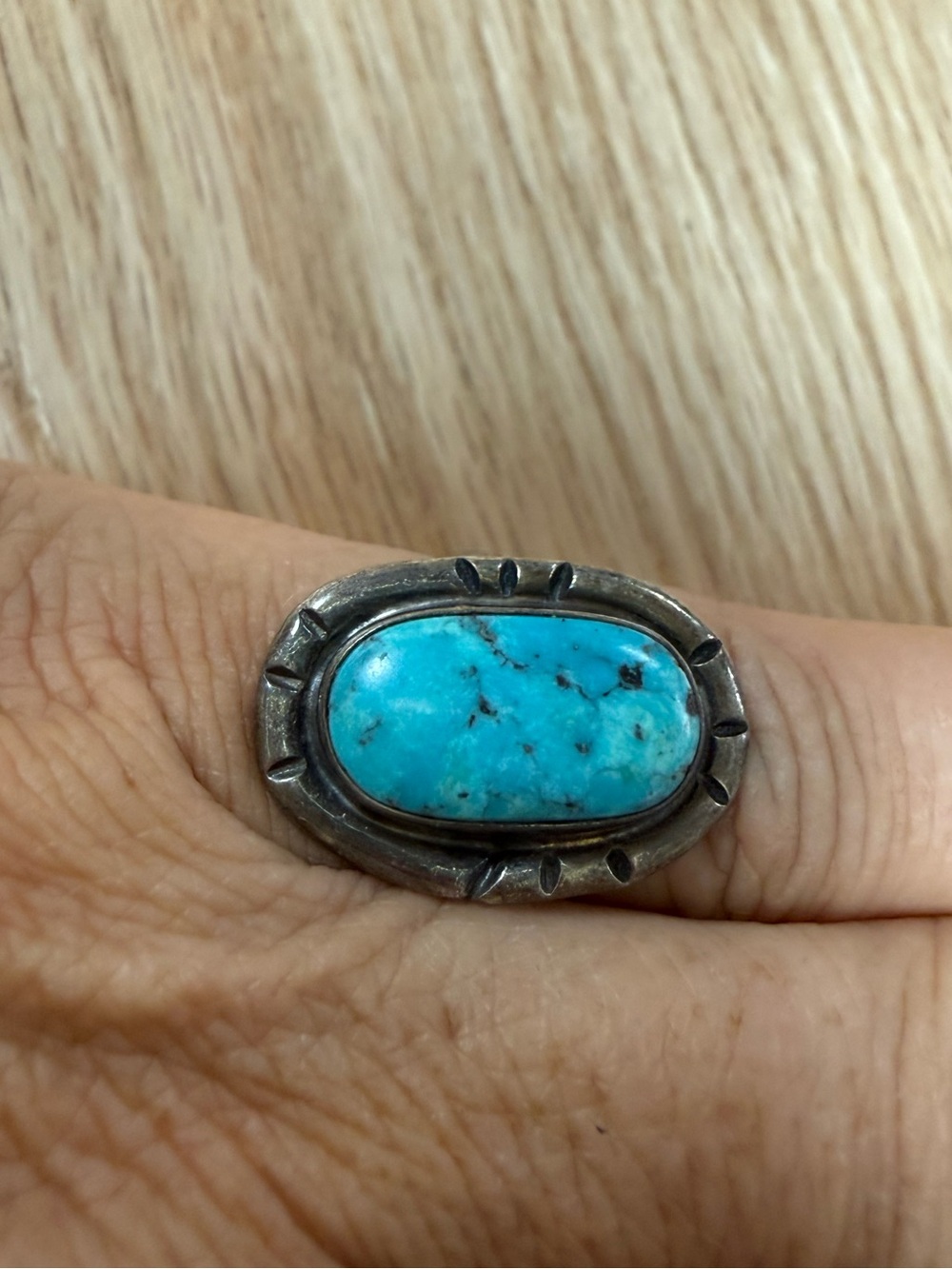 Vintage Sterling Silver Turquoise Oval Ring